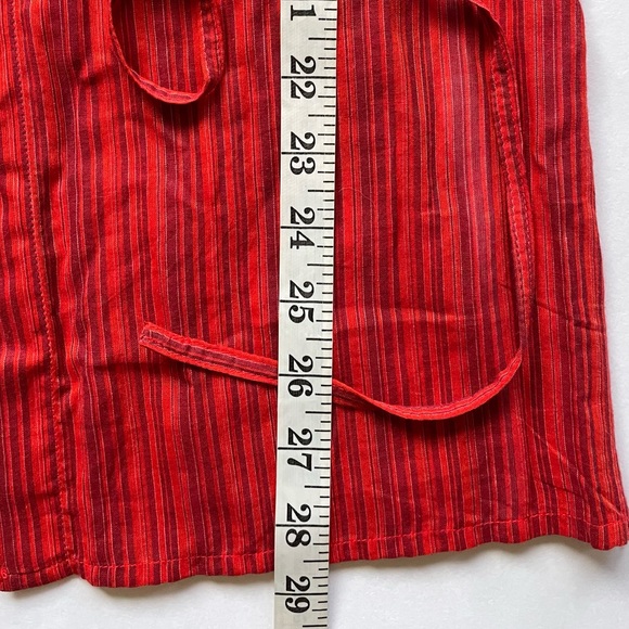 INC Womens Large Blouse Shirt Red Striped Long Sleeve Button Up SLIM Fits Medium - Picture 7 of 7